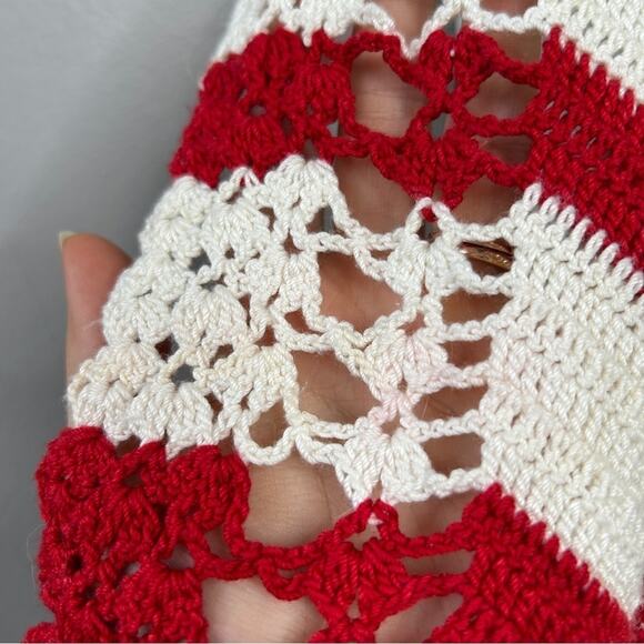 HANDMADE Red White Crochet Apron Cottagecore Retro Feminine Valentines Day Trad - Picture 5 of 5